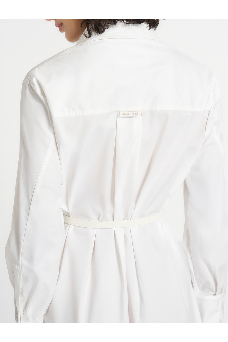 Isa Belted Cotton Midi Shirt Dress, Alternate, color, White