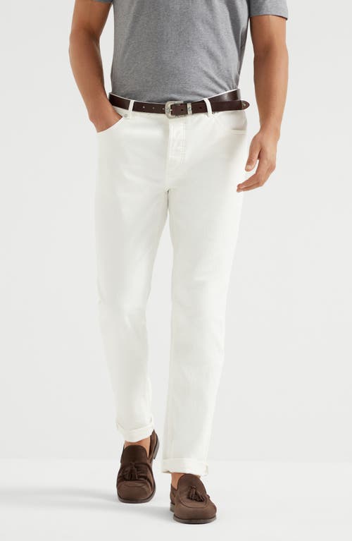 Brunello Cucinelli Corduroy Leisure Fit Pants In Snow