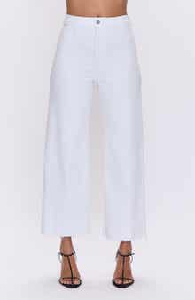 Penny Crop High Waist Raw Hem Wide Leg Jeans