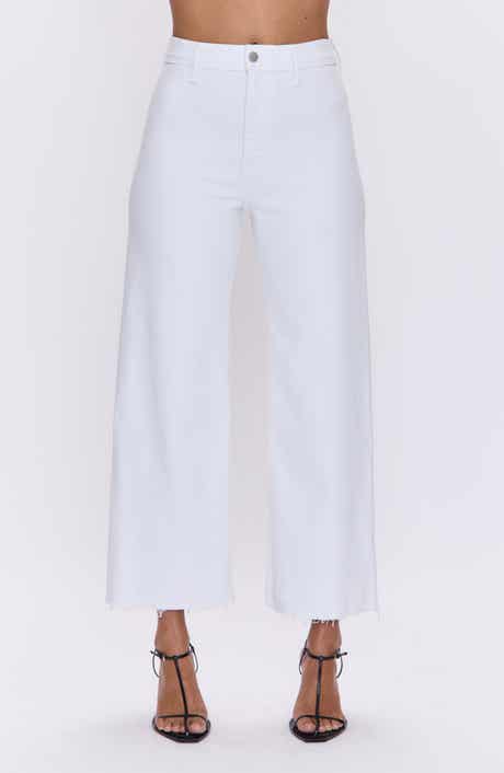 Penny Crop High Waist Raw Hem Wide Leg Jeans