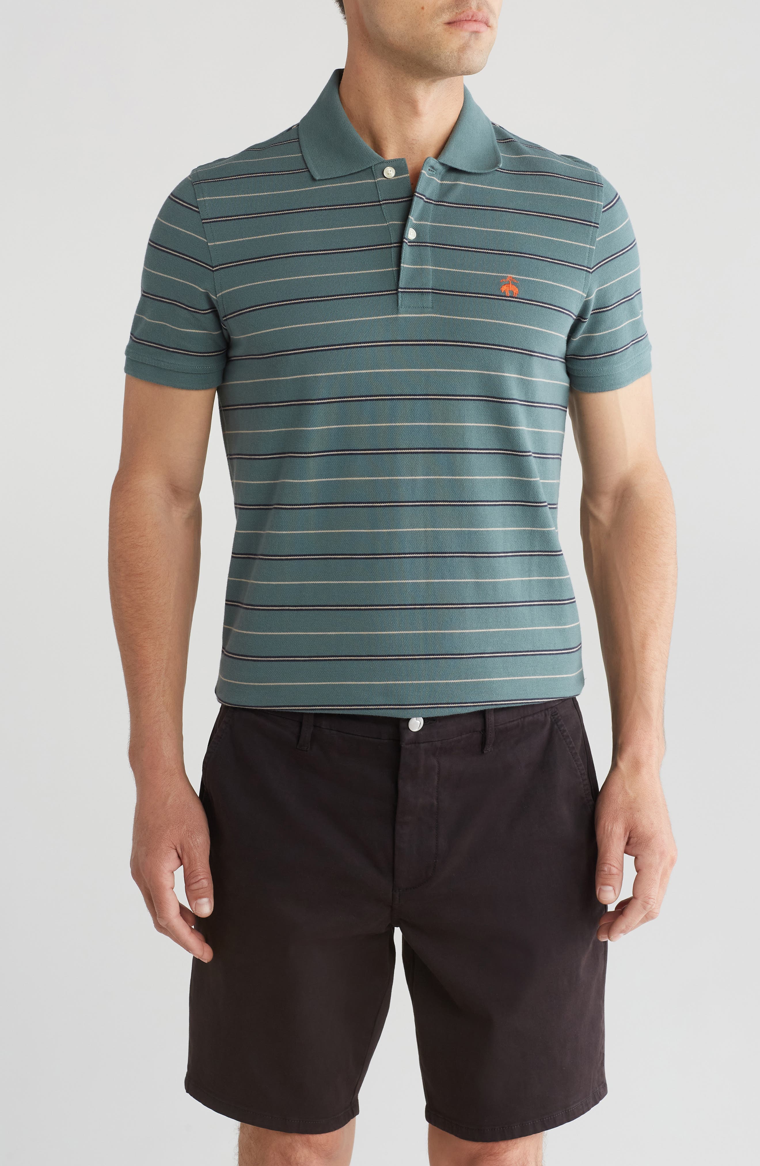Brooks Brothers Stripe Short Sleeve Cotton Polo