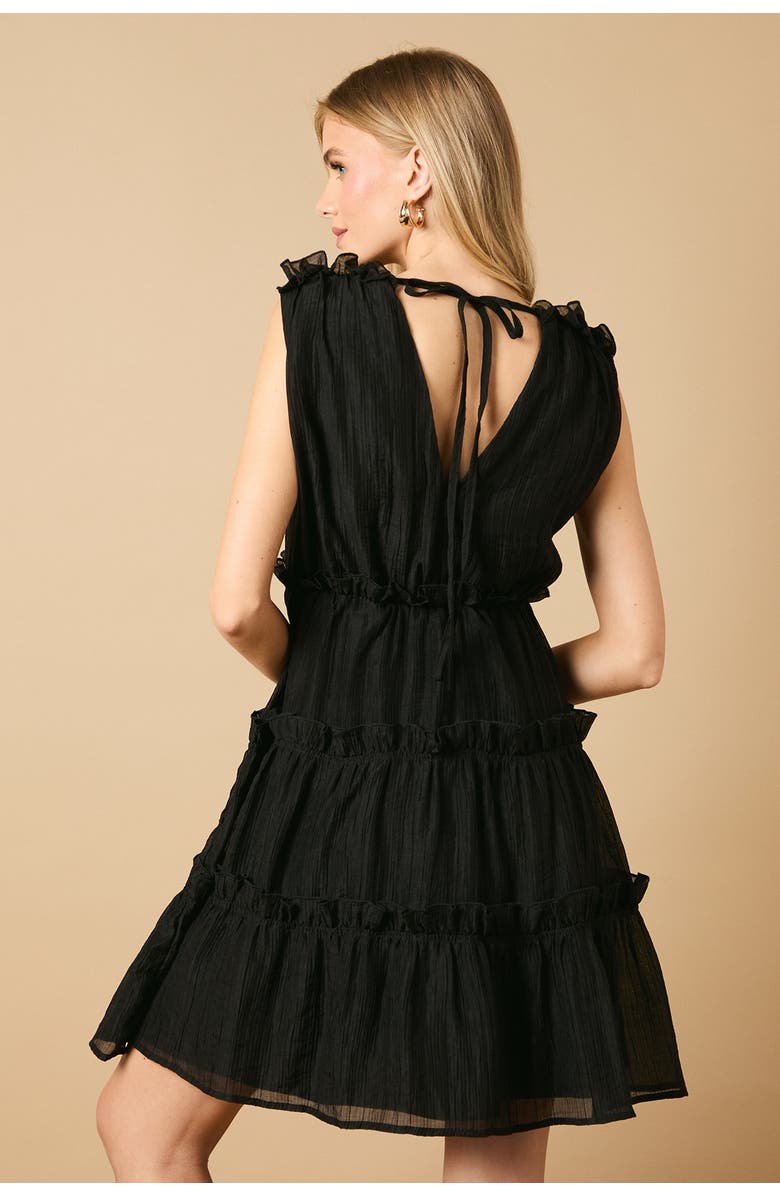 Oasis Tiered Detail V-Neck Mini Dress, Alternate, color, Black