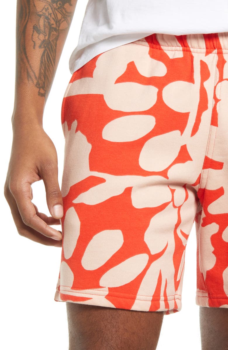 Nordstrom Cristina Martinez Gender Inclusive Fleece Shorts, Alternate, color, Orange Outline Shapes