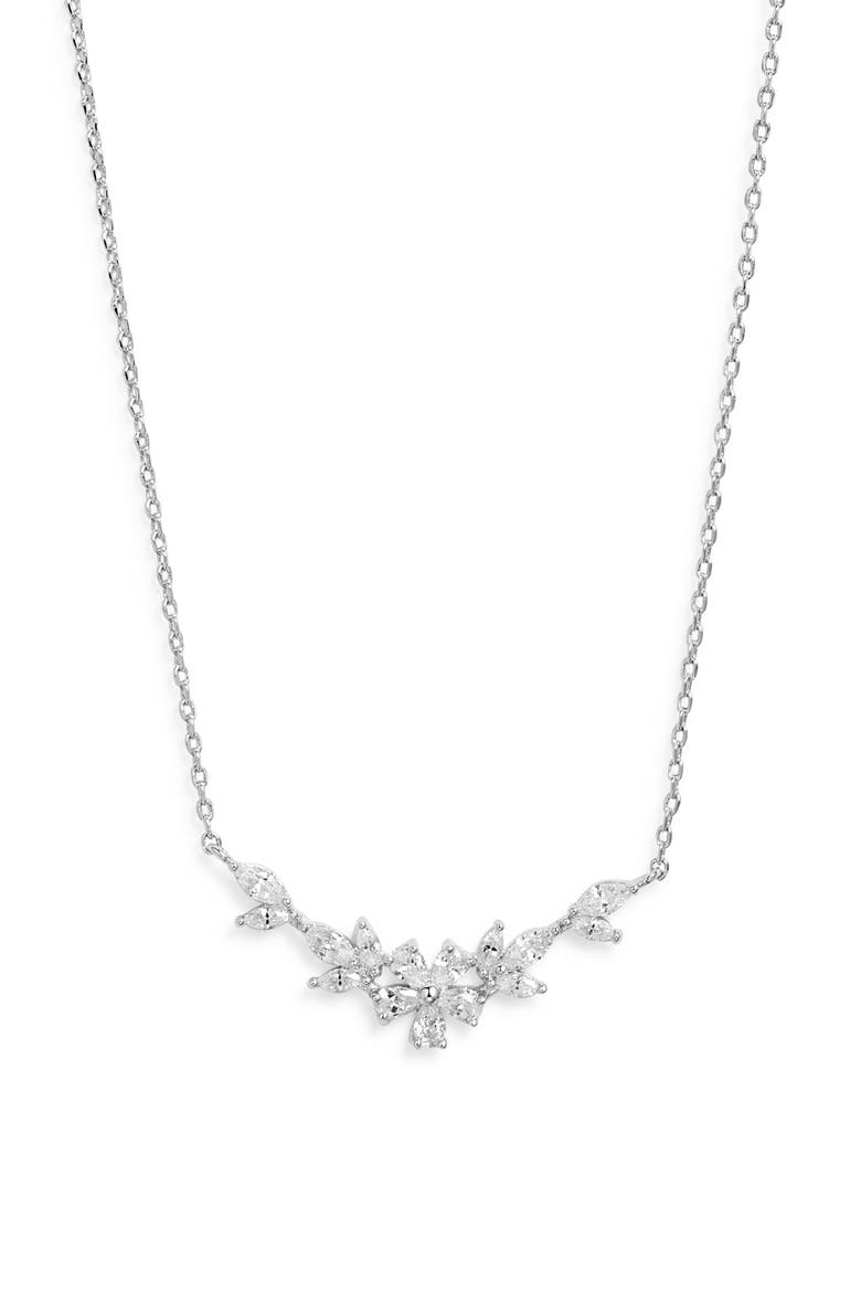 Delicate Cubic Zirconia Bar Necklace, Main, color, CLEAR- SILVER