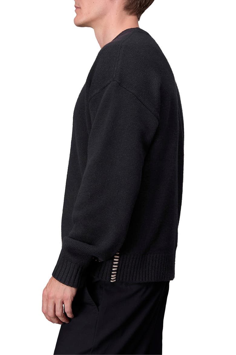 Clarkson Whipstitch Wool Sweater, Alternate, color, BLACK