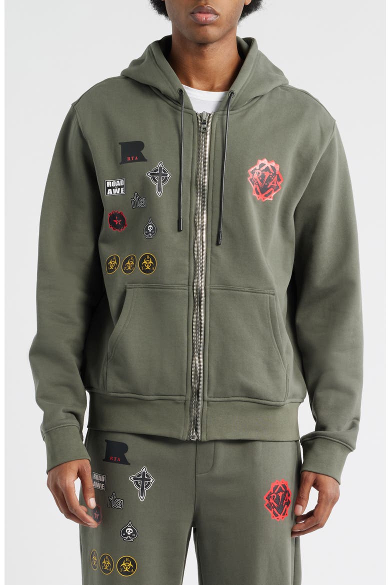 Floyd Military Patch Zip Hoodie, Alternate, color, OLIVE MILITARY PATCH