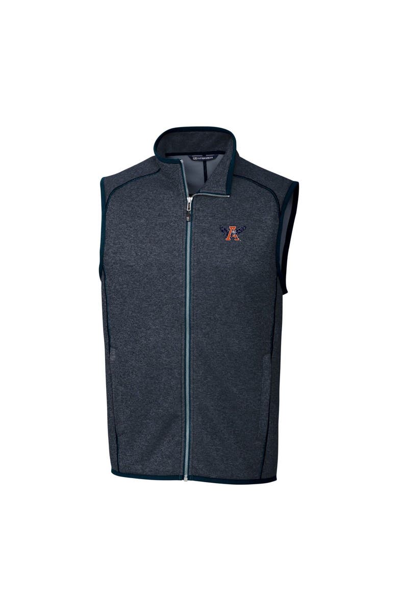 Cutter & Buck Men's Cutter & Buck Heather Navy Auburn Tigers Mainsail Sweater-Knit Full-Zip Vest, Alternate, color, 