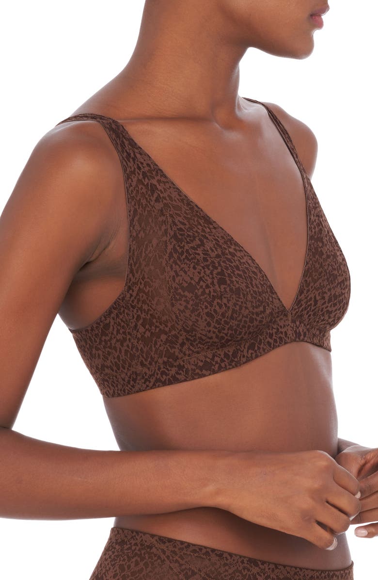 Natori Pretty Smooth Plunge Bralette, Alternate, color, Java