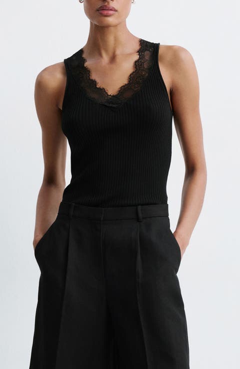 Lace Trim Lyocell Tank