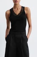 MANGO Lace Trim Lyocell Tank