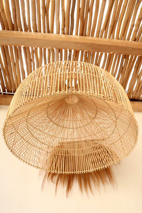 Pink Haley Sienna Dome Shape Rattan Pendant Light Fitting In Brown