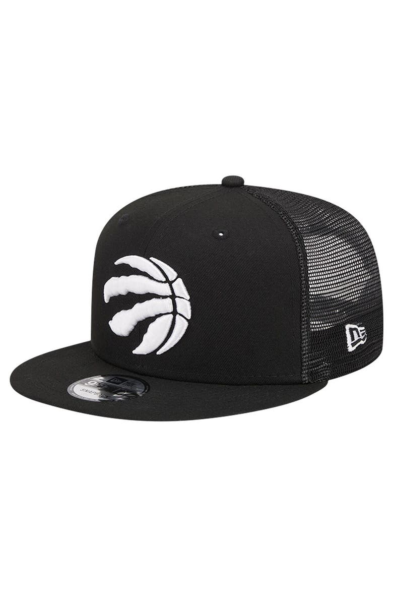 New Era Men's New Era Black Toronto Raptors Evergreen 9FIFTY Trucker Snapback Hat, Main, color,