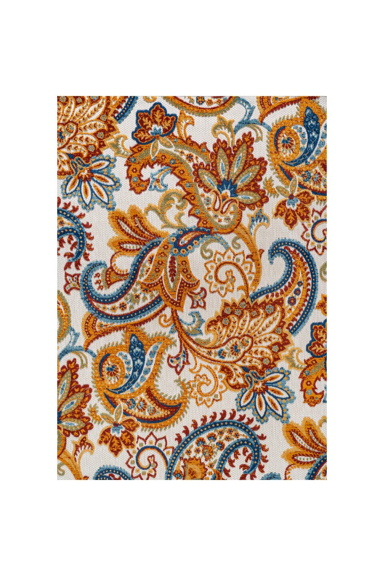 Gordes Paisley High-Low Light indoor/Outdoor Area Rug, Main, color, Orange/Multi