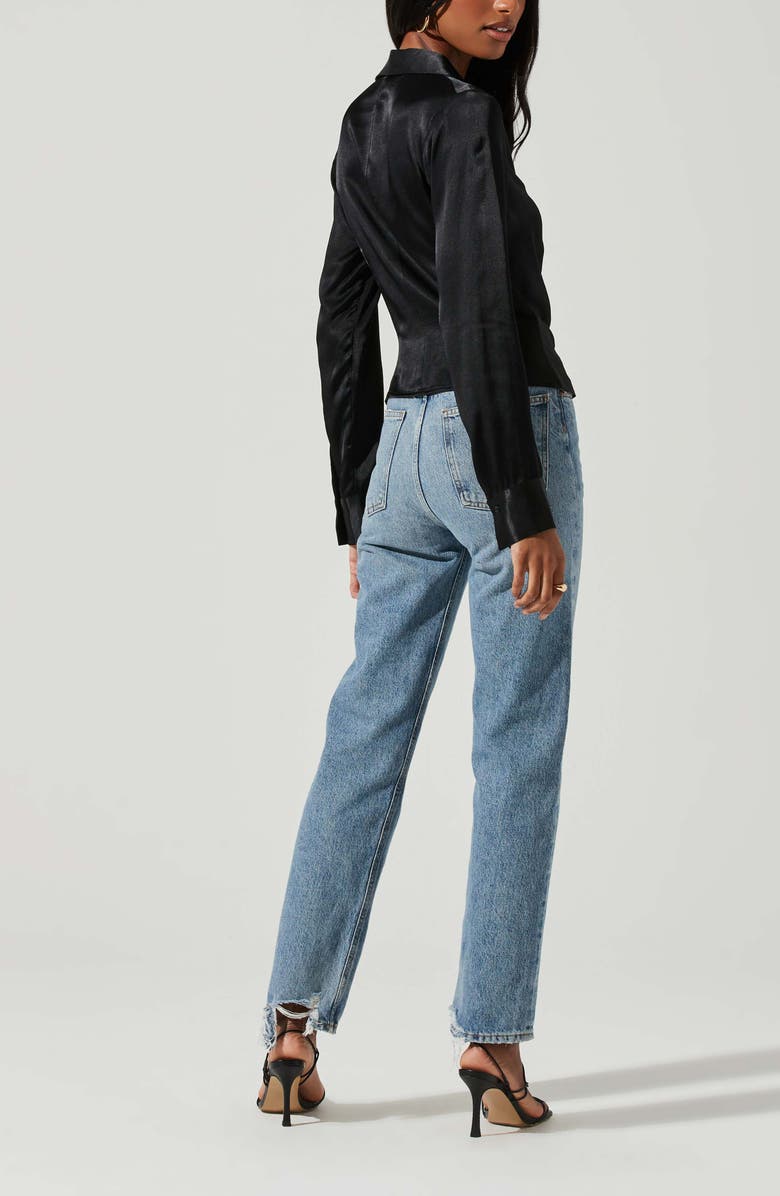 ASTR the Label Shannon Ruched Satin Blouse, Alternate, color,