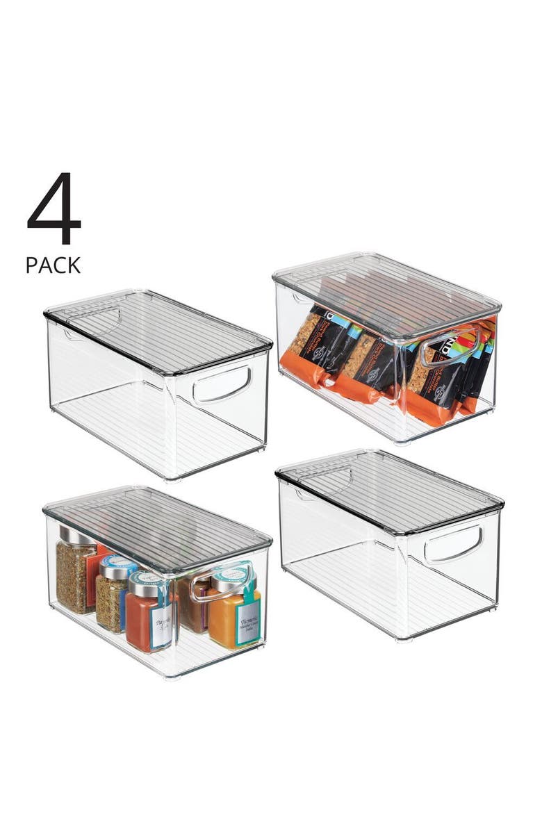 mDesign Plastic Deep Kitchen Storage Bin Box, Lid/Handles, 4 Pack, USA Made, Alternate, color, 