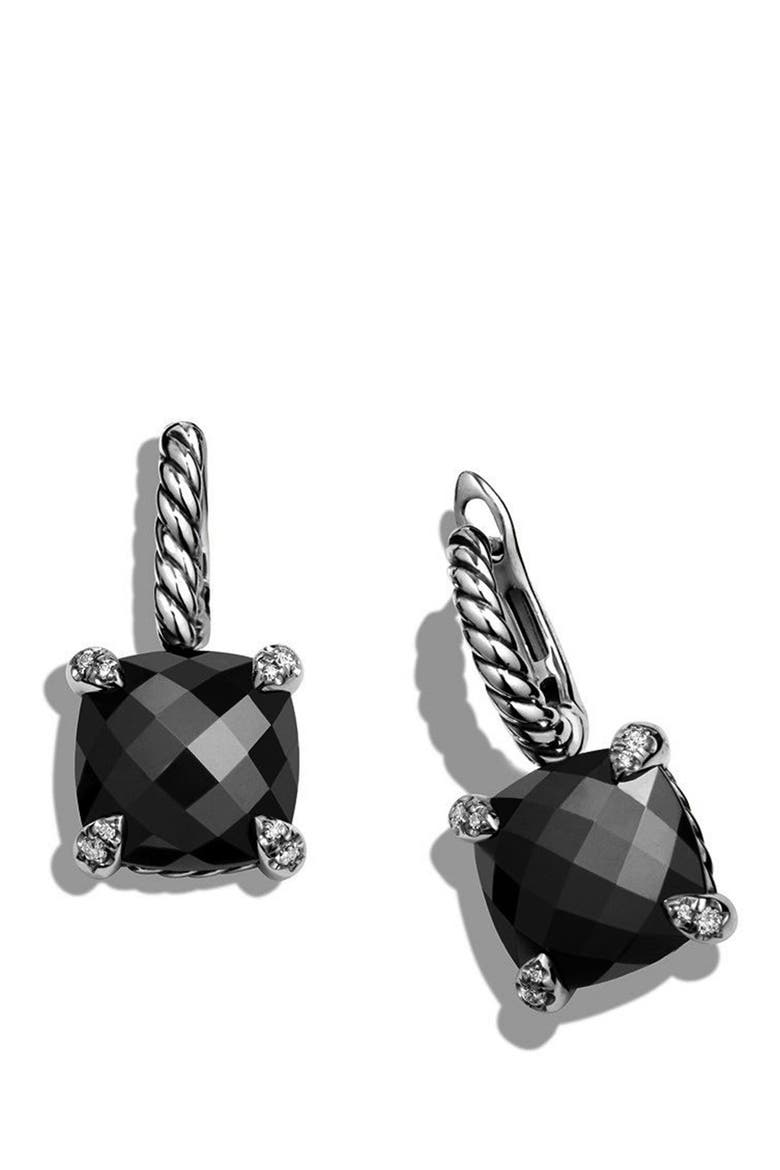 Châtelaine Drop Earrings with Semiprecious Stones and Diamonds, Alternate, color, SILVER/ HEMATINE