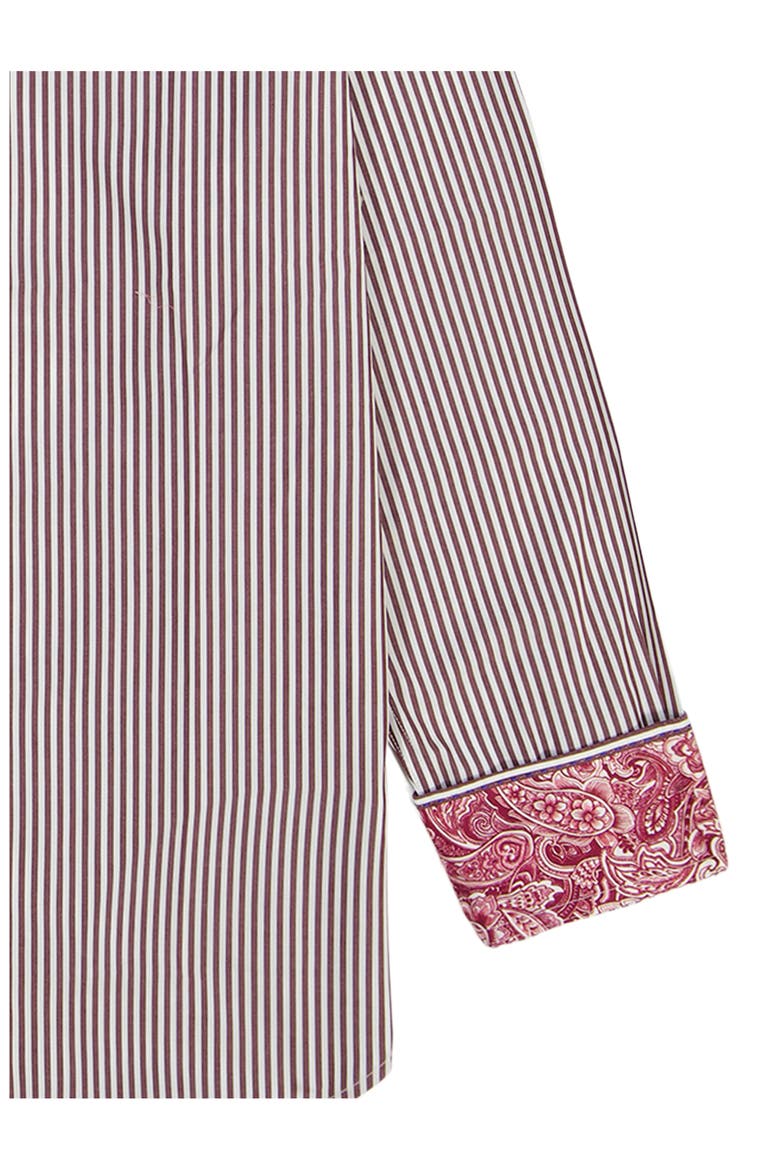 Greenwich Stripe Stretch Button-Up Shirt, Alternate, color, BURGUNDY
