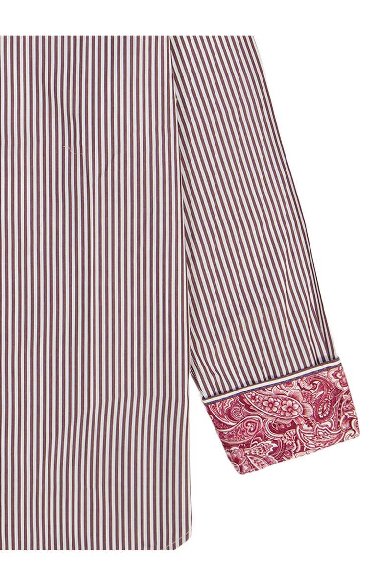 Robert Graham Greenwich Stripe Stretch Button-Up Shirt, Alternate, color, Burgundy