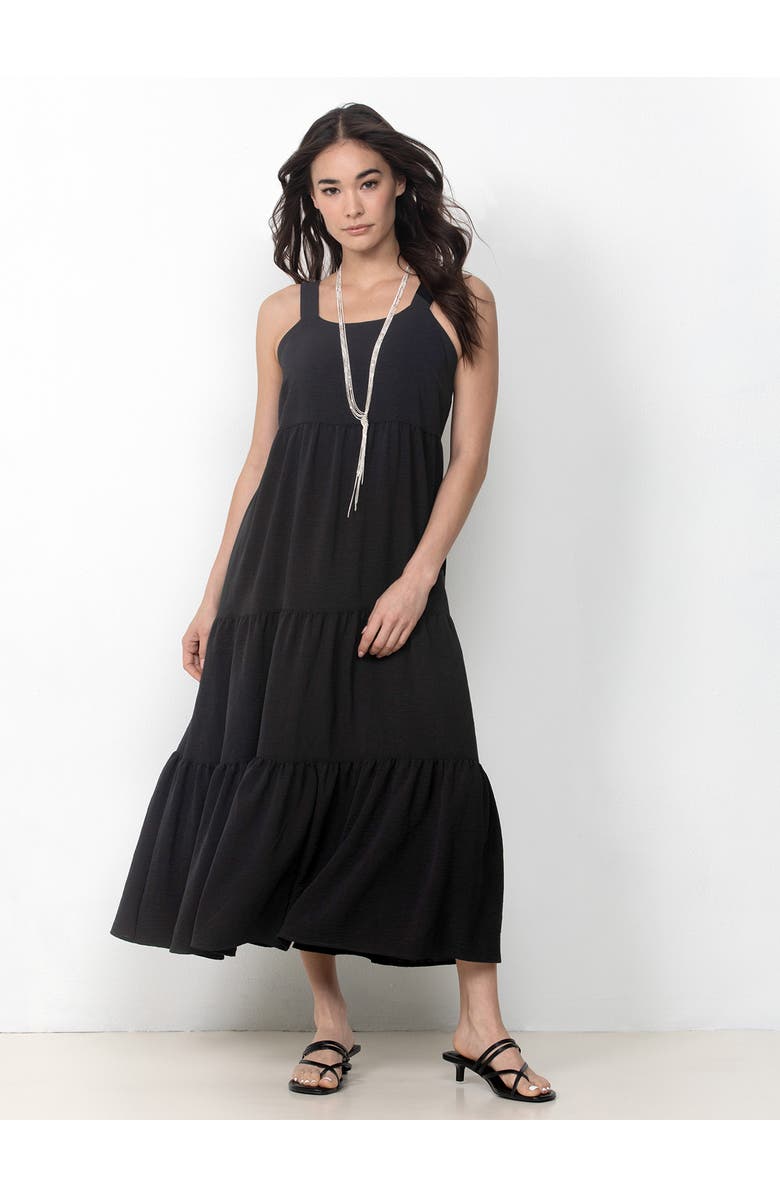 Single Stitch Tiered Maxi Dress, Alternate, color, Black