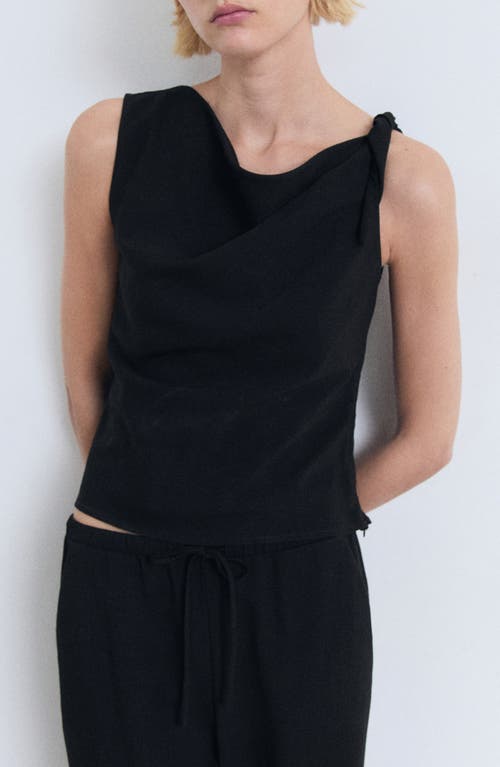 Mango Asymmetric Drape Crop Top In Black