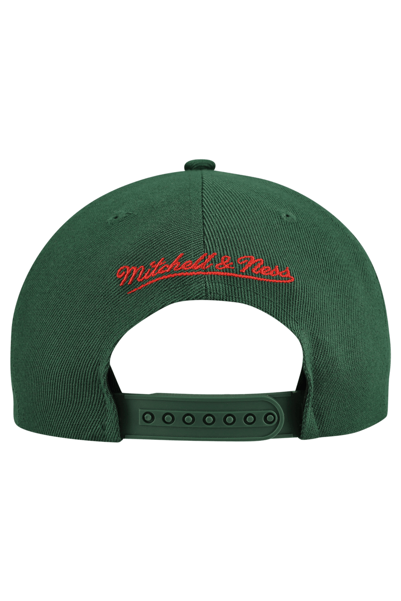 Men's Mitchell & Ness Green Minnesota Wild Retro Script Colorblock Snapback Hat, Alternate, color, Green