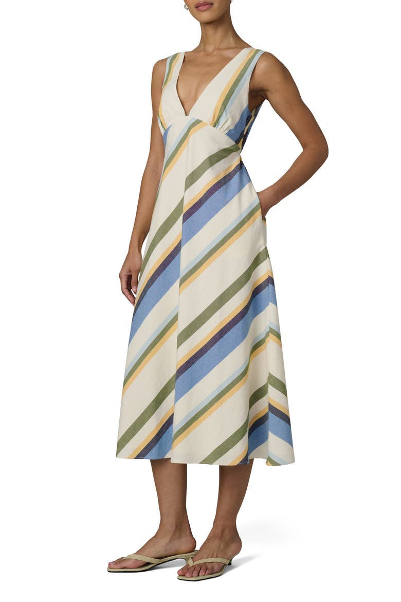 The Joni Stripe Cotton Blend Midi Dress, Alternate, color, AZURE VARIEGATED STRIPE