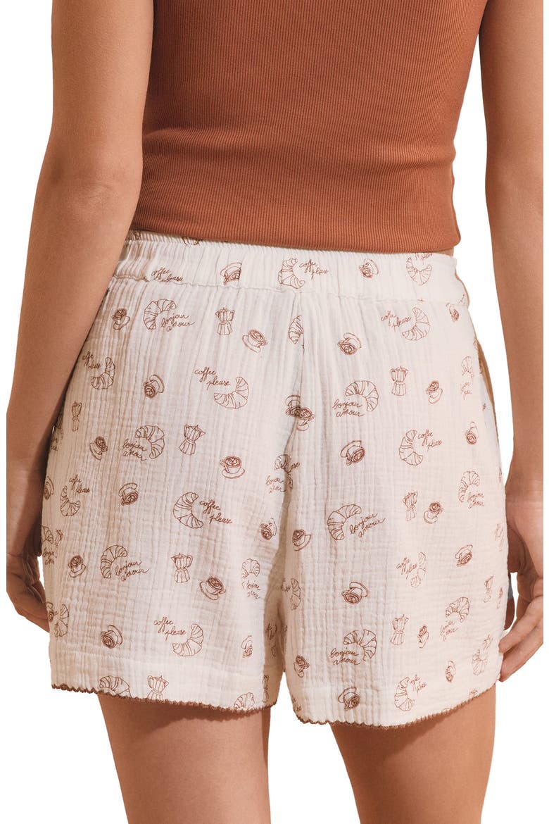 Biscuit Cotton Gauze Sleep Shorts, Alternate, color, WHITE