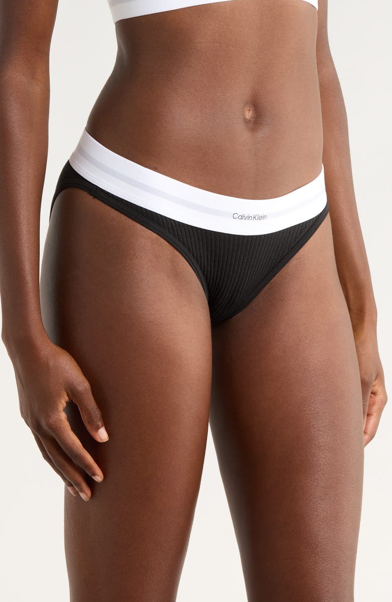 Calvin Klein Rib Logo Bikini, Alternate, color, 