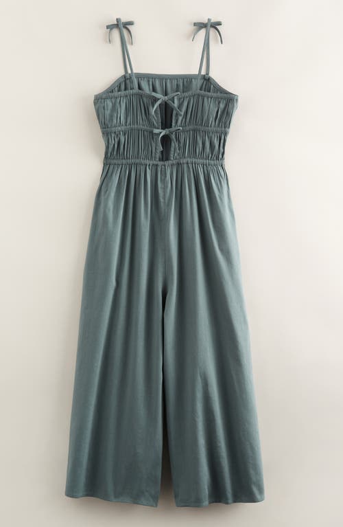 Treasure & Bond Kids' Bow Strap Jumpsuit In Green Balsam