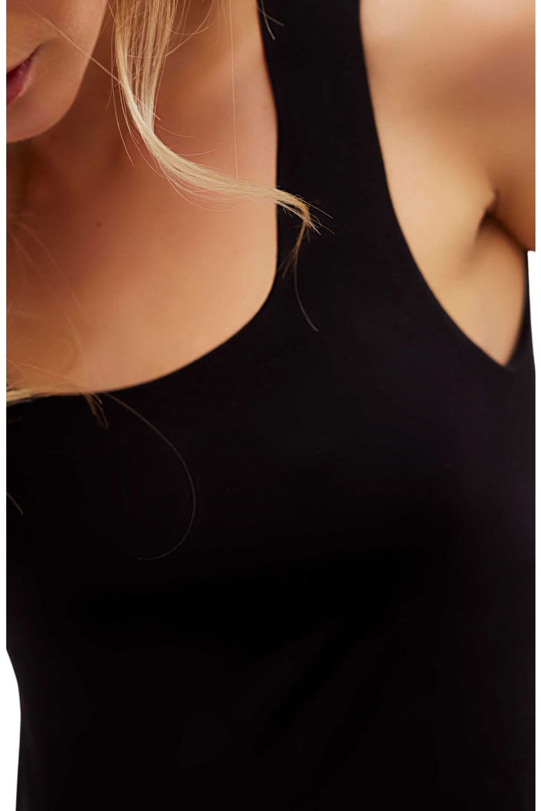 Luna Square Neck Tank Bodysuit, Alternate, color, BLACK