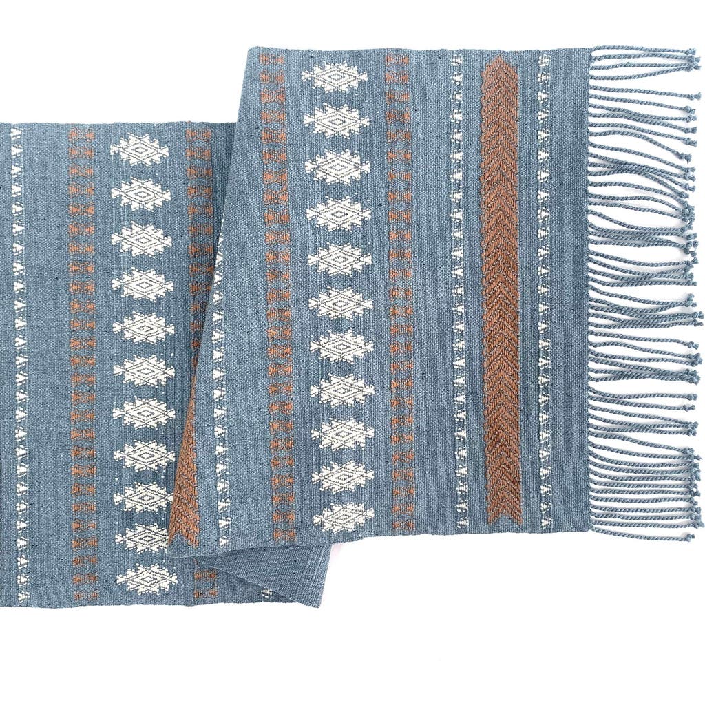 Mayan Hands Recycled Denim San Rafael Table Runner In Blue