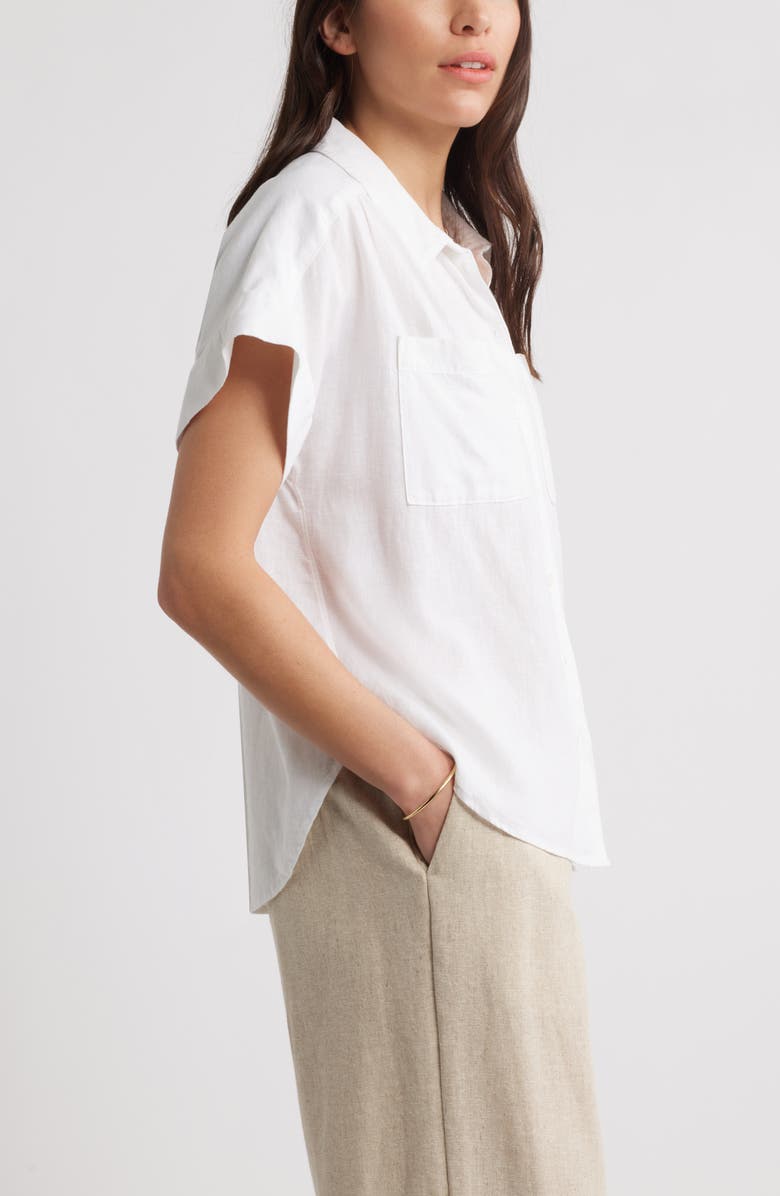 Caslon<sup>®</sup> Linen Blend Short Sleeve Button-Up Shirt, Alternate, color,