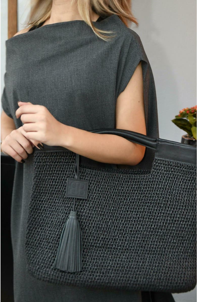 Forever & Always Shoes Gabriella Hand Woven Shoulder Bag with Leather Straps, Alternate, color,