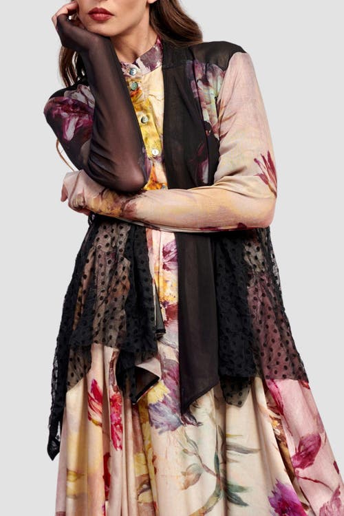 Alembika Mixed Florals Mesh Cardigan In Multi