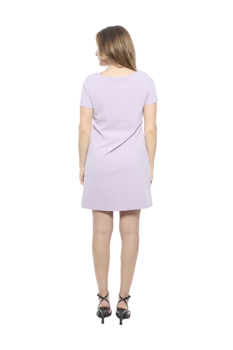 Womens Short Sleeve Round Neck Mini Shift Dress, Alternate, color, Lilac