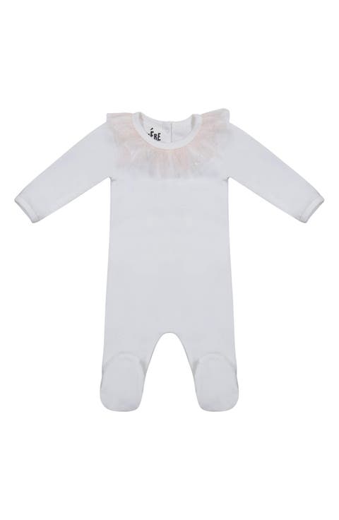 Glitter Mesh Ruffle Footie (Baby)