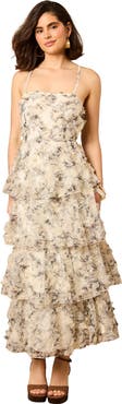 Oasis Floral Textured Strappy Midaxi Dress
