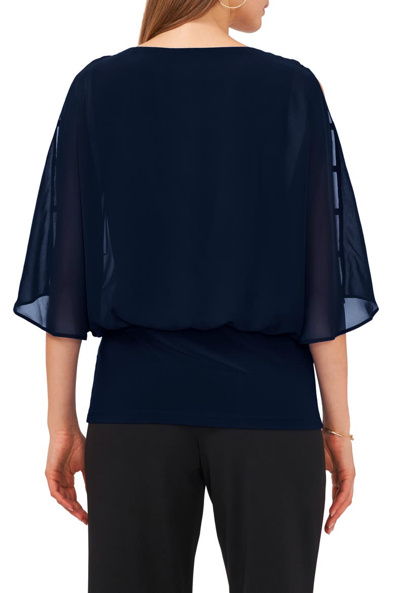 Split Sleeve Rhinestone Blouse, Alternate, color, JBS NAVY