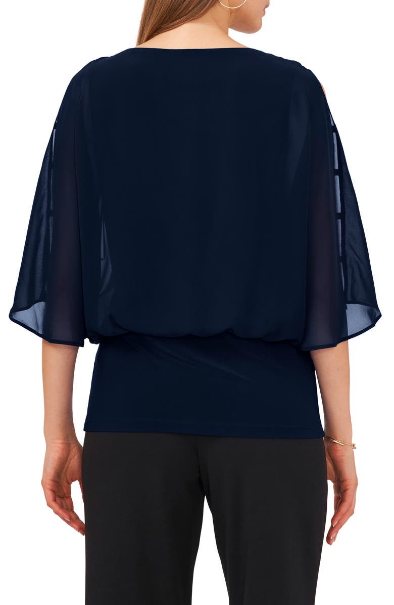 Chaus Split Sleeve Rhinestone Blouse, Alternate, color, Jbs Navy