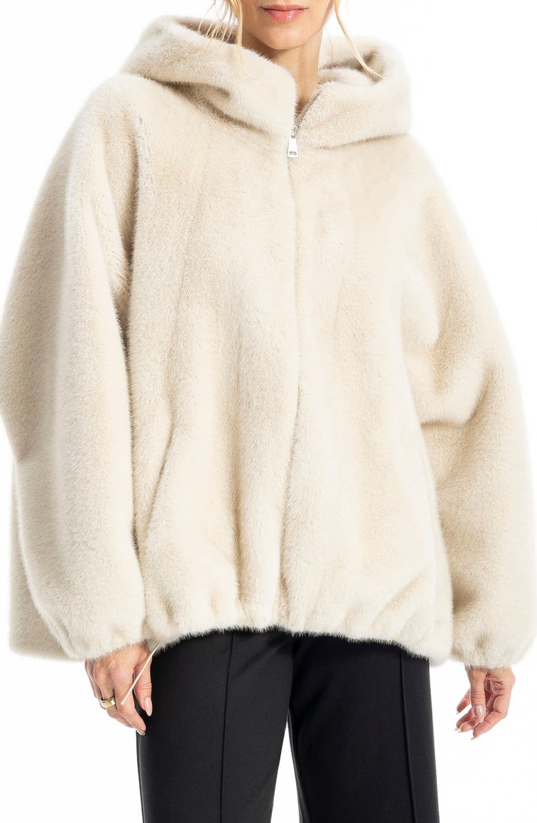 MAX STUDIO Faux Fur Jacket, Main, color, Ivory