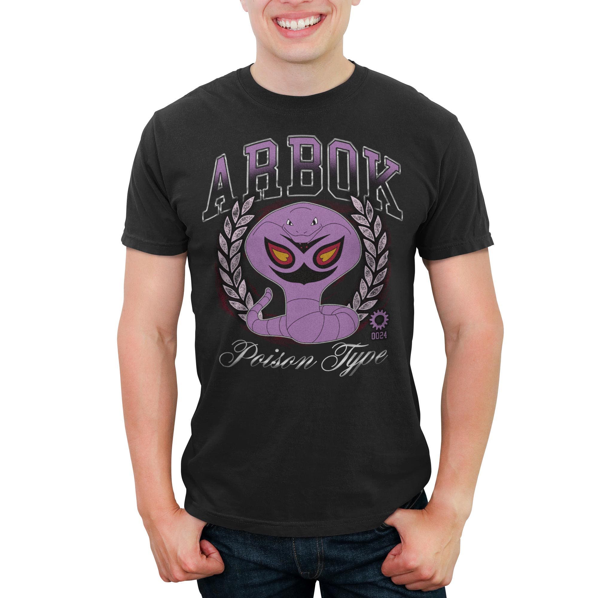 Men's Pokemon Arbok 0024 Poison Type  Graphic T-Shirt in Black 