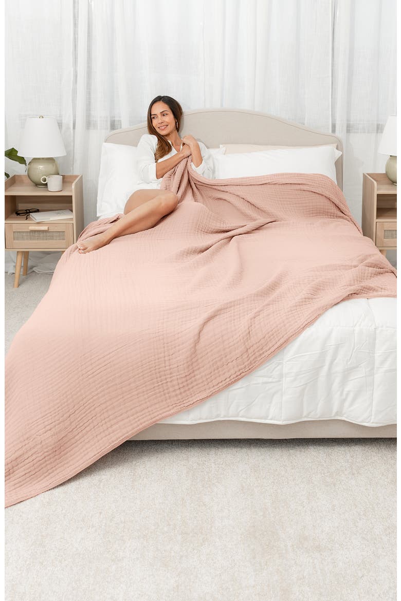 Adult Muslin Blanket, Alternate, color, Blush