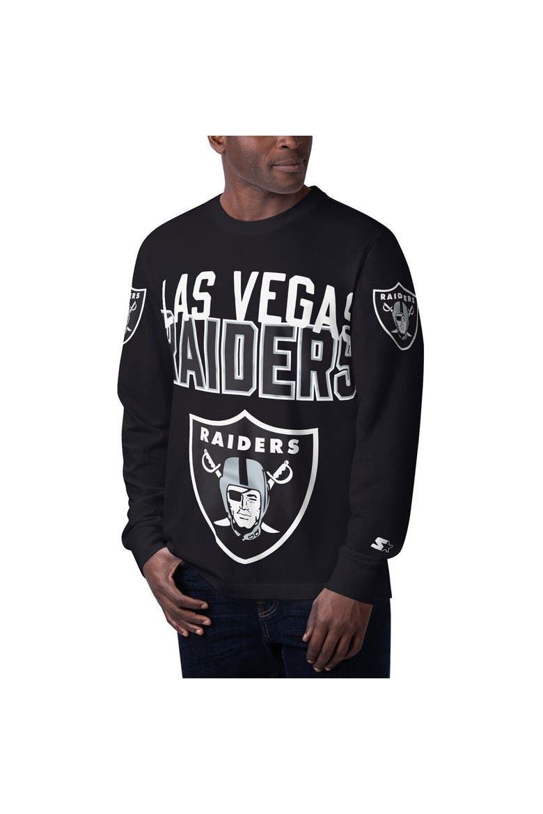 Men's Starter Black Las Vegas Raiders Clutch Hit Long Sleeve T-Shirt, Alternate, color, Black