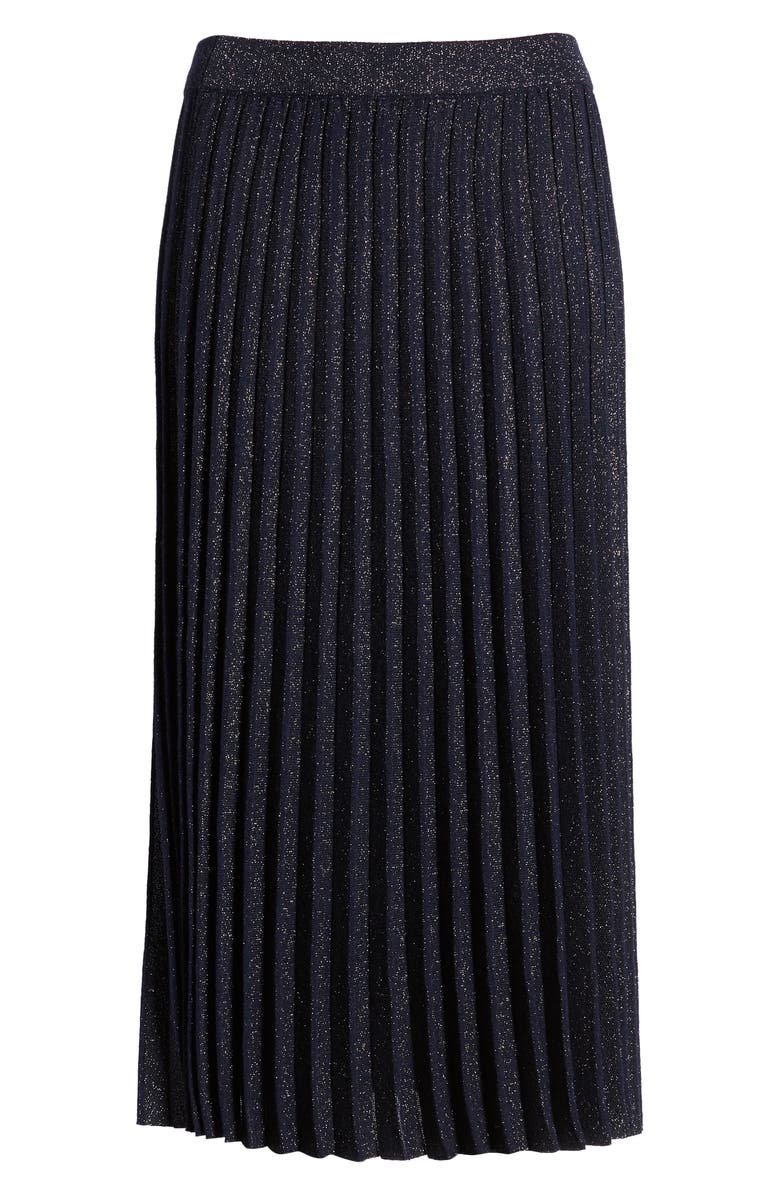 Court & Rowe Pleated Metallic Knit Midi Skirt, Alternate, color, 