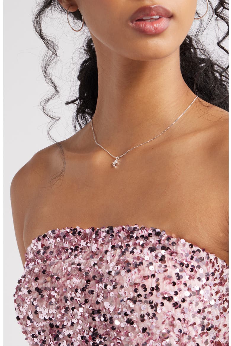 Strapless Sequin Minidress, Alternate, color, PINK