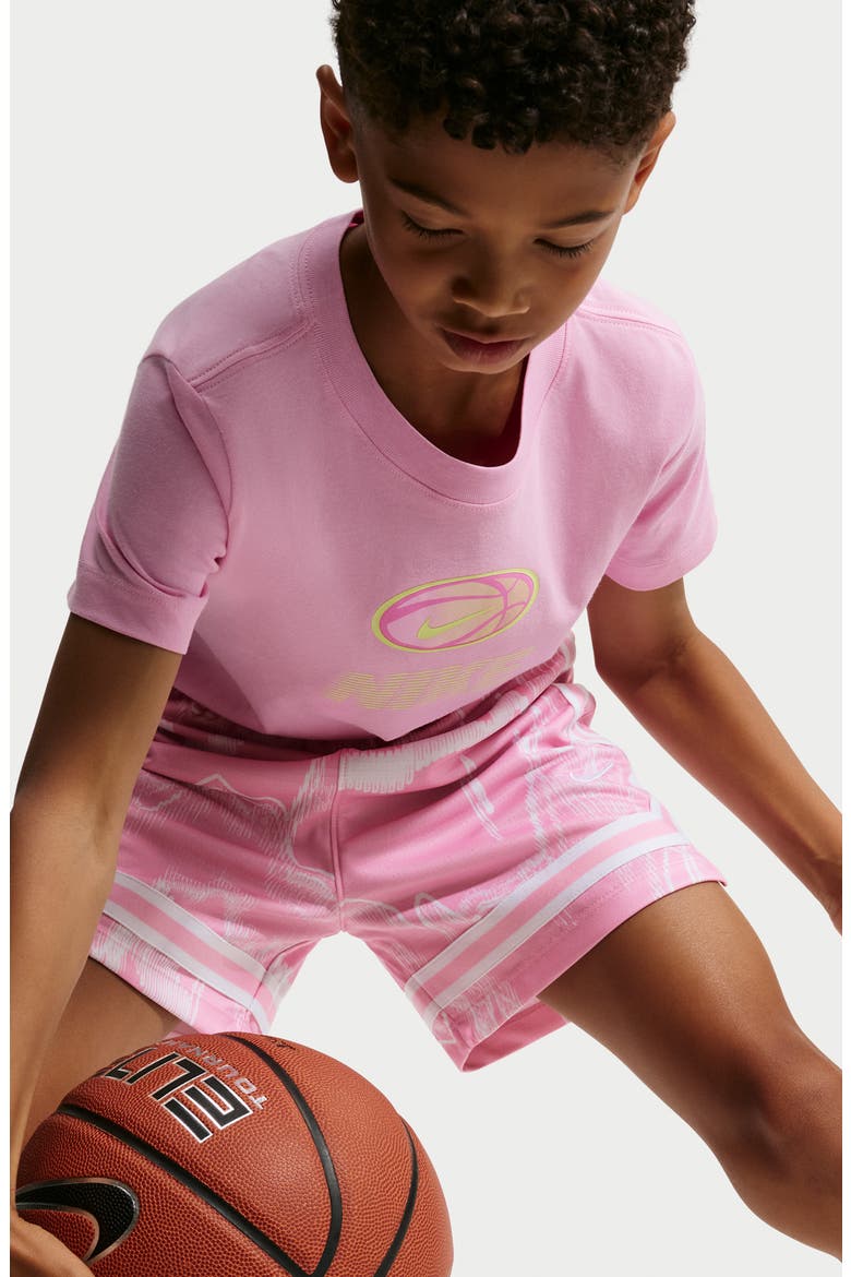 Kids' Dri-FIT Performance Basketball Shorts, Alternate, color, PINK RISE/ WHITE
