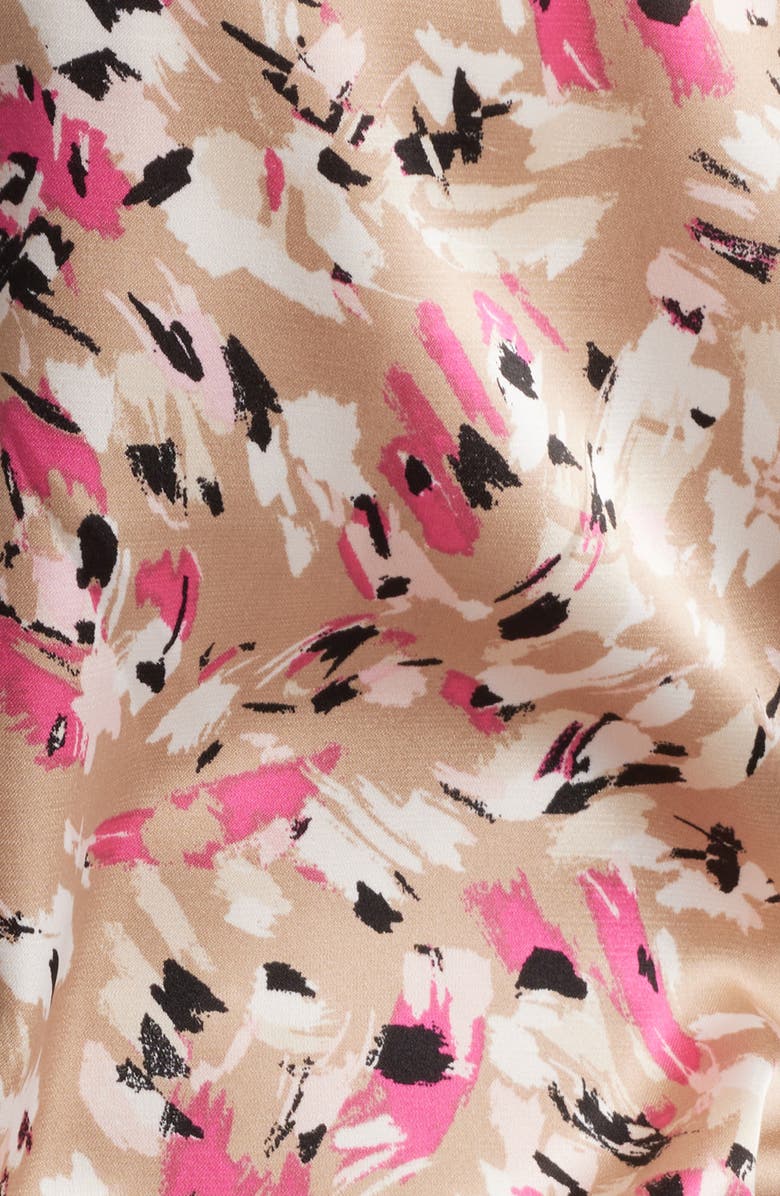 Anne Klein Floral Ruffle Sleeve Tie Neck Top, Alternate, color, 