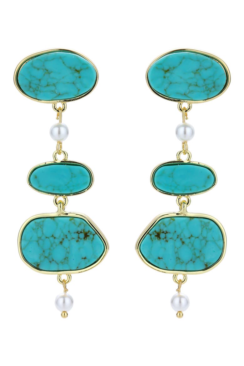 Woodland Linear Drop Earrings, Main, color, GOLD/ TURQUOISE
