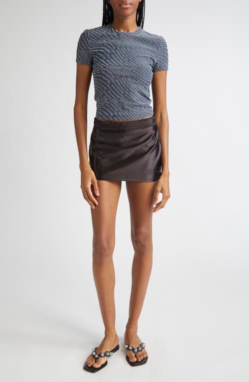 Alexander Wang Short Sleeve Round Neck Cropped Top In Gray