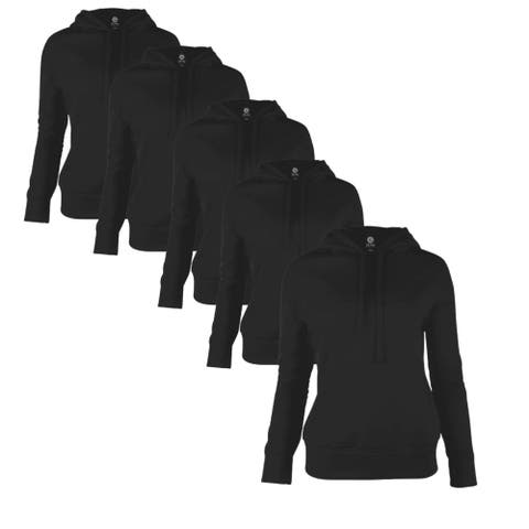 5 Pack Women Slim Cut Pullover Hoodie Tech Fleece Figure-Flattering